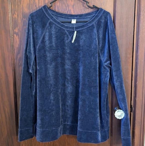 New with Tags Old Navy Dark Blue Velvet Crewneck Lightweight Sweater Size XL - Picture 1 of 6